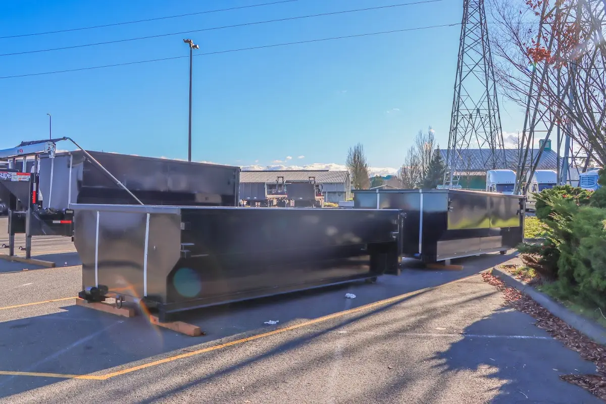 Roll-off dumpster ready for waste disposal at job site for Construction Dumpster Rental in Rossmoor